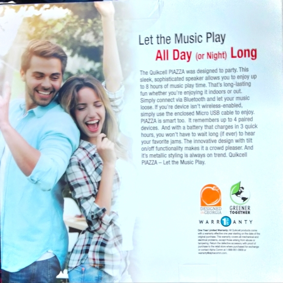 Wireless Bluetooth Speaker Quikcell Piazza red New in box portable - Picture 2 of 2